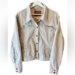 Levi Strauss Signature Cream Corduroy Cropped Jacket Size XL Button Front